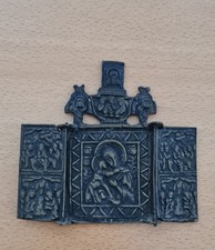 Alte Reise Ikone aus Bronze